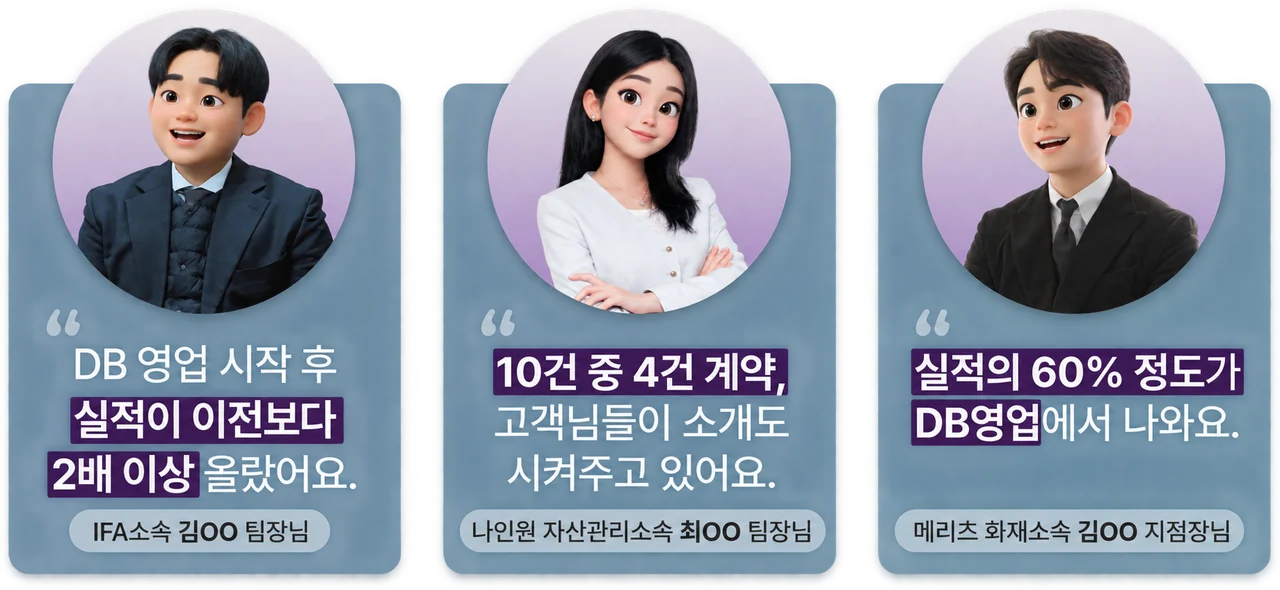 IFA소속 김OO 팀장님 · 나인원 자산관리소속 최OO 팀장님 · 메리츠 화재소속 김OO 지점장님